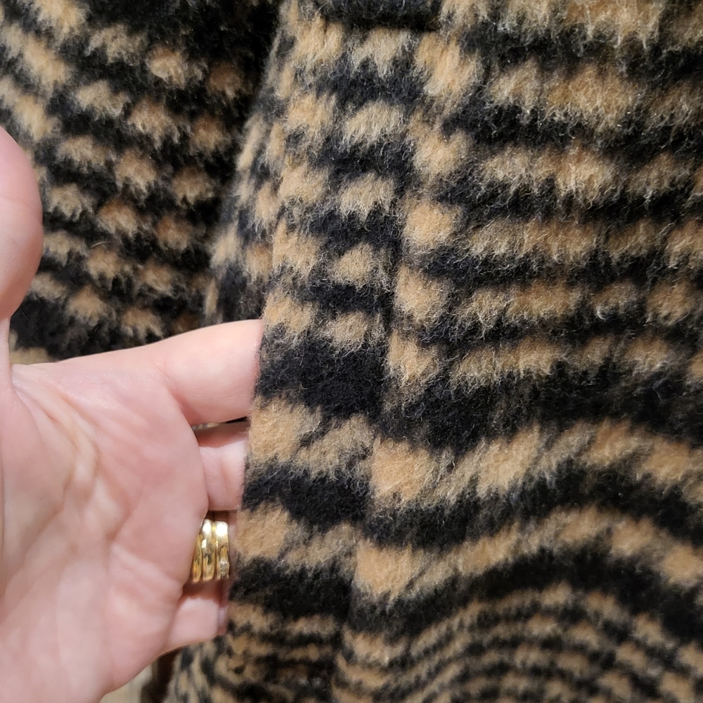 Avec Les Filles Plaid Coat in Black and Tan-WOOL BLEND WORN Once - Picture 2 of 8